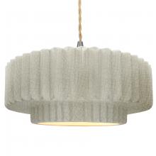 Justice Design Group CER-6555-CRK-NCKL-BEIG-TWST - Large Tier Pleated 1-Light Pendant