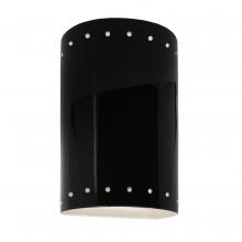 Justice Design Group CER-0990W-BLK - Small Cylinder w/ Perfs - Closed Top (Outdoor)