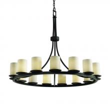 Justice Design Group POR-8715-10-WFAL-MBLK - Dakota 15-Light 1-Tier Ring Chandelier