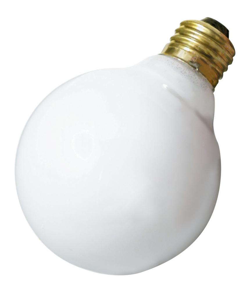 25 Watt G25 Incandescent; Gloss White; 3000 Average rated hours; 160 Lumens; Medium base; 130 Volt