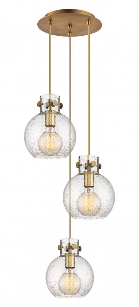 Newton Sphere - 3 Light - 16 inch - Brushed Brass - Cord hung - Multi Pendant