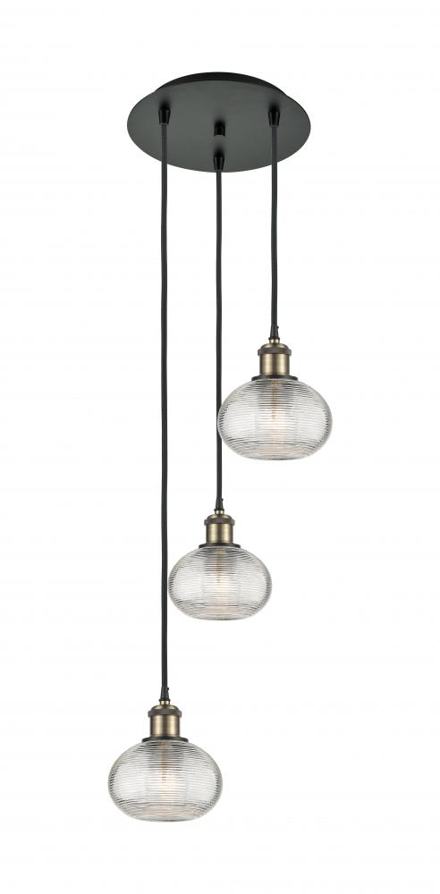 Ithaca - 3 Light - 13 inch - Black Antique Brass - Cord Hung - Multi Pendant