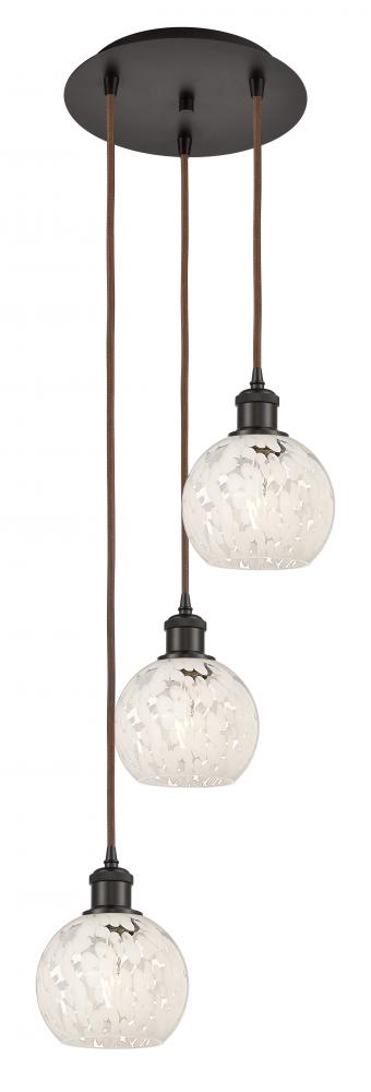 White Mouchette - 3 Light - 13 inch - Oil Rubbed Bronze - Cord Hung - Multi Pendant