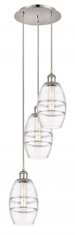 Vaz - 3 Light - 12 inch - Polished Nickel - Cord hung - Multi Pendant