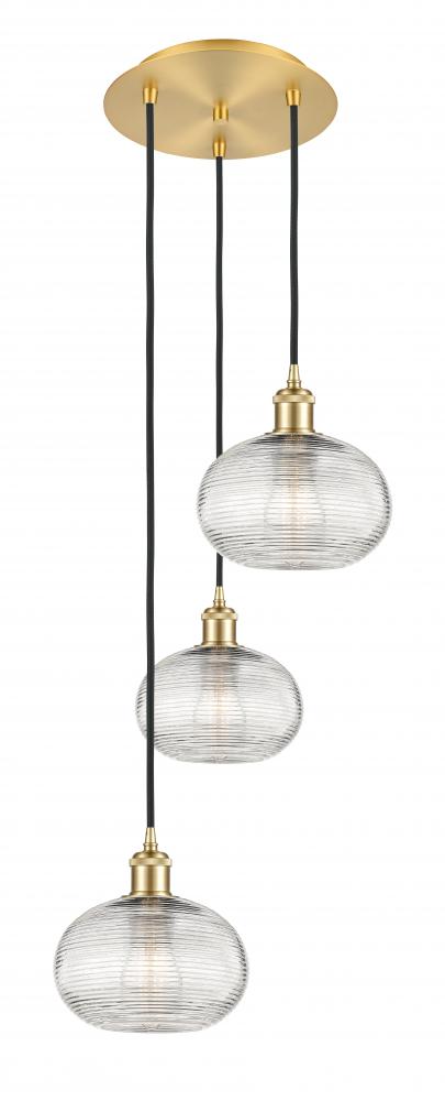 Ithaca - 3 Light - 15 inch - Satin Gold - Cord hung - Multi Pendant