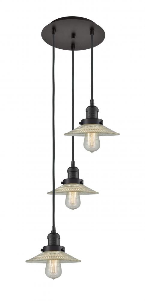 Halophane - 3 Light - 16 inch - Oil Rubbed Bronze - Cord hung - Multi Pendant