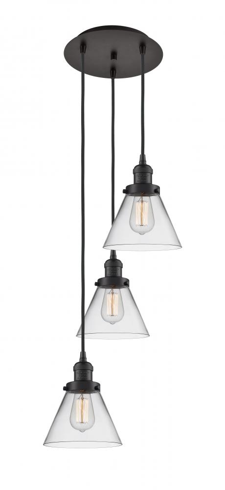 Cone - 3 Light - 14 inch - Oil Rubbed Bronze - Cord hung - Multi Pendant