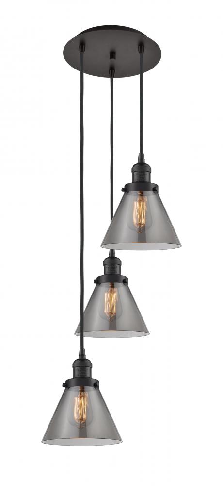 Cone - 3 Light - 14 inch - Oil Rubbed Bronze - Cord hung - Multi Pendant