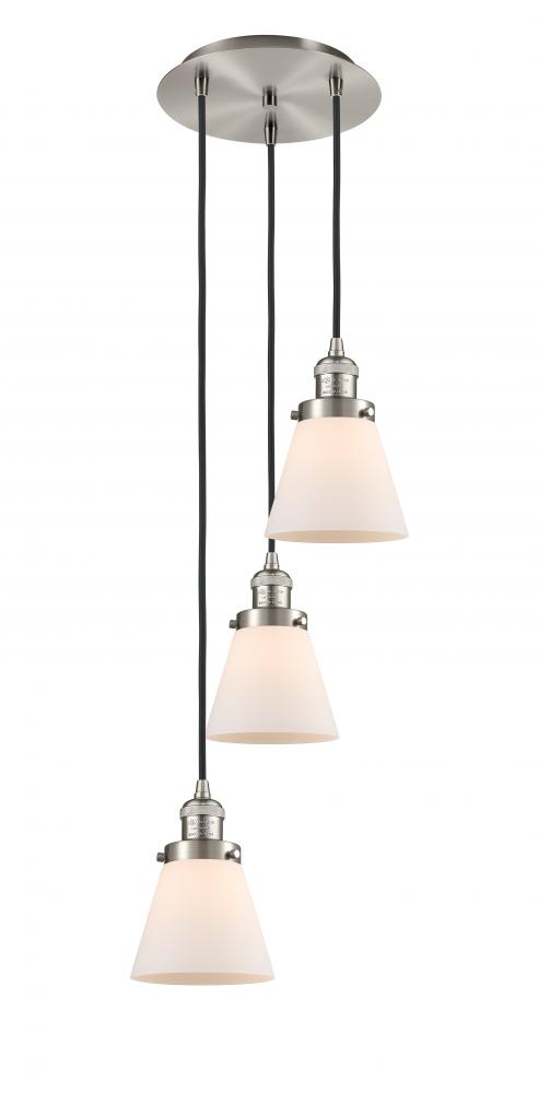 Cone - 3 Light - 13 inch - Brushed Satin Nickel - Cord hung - Multi Pendant