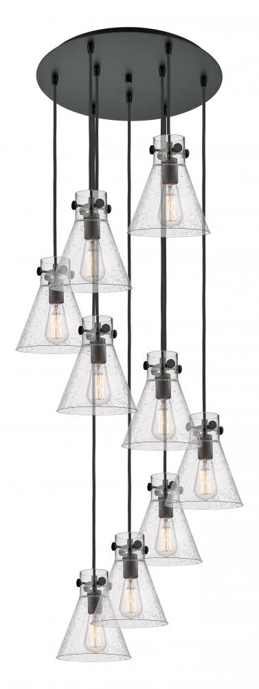 Newton Cone - 9 Light - 22 inch - Matte Black - Multi Pendant