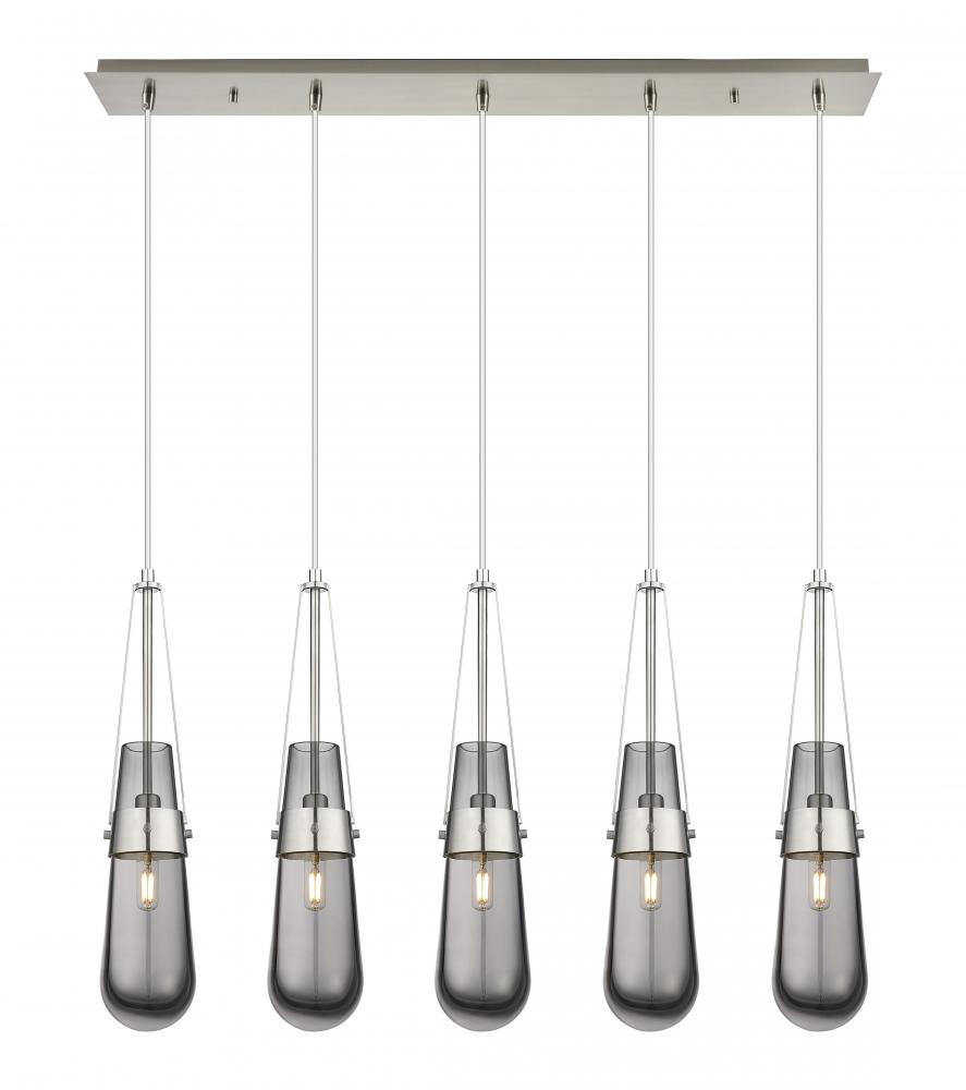 Milan - 5 Light - 36 inch - Brushed Satin Nickel - Linear Pendant