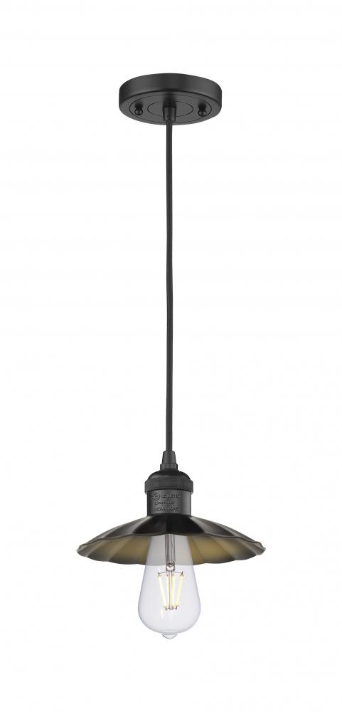 Scallop - 1 Light - 8 inch - Matte Black - Cord Hung - Mini Pendant