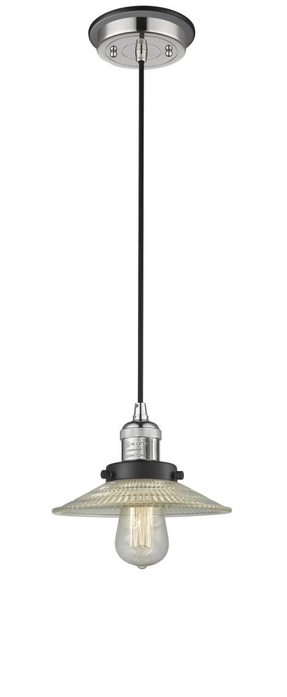 Halophane - 1 Light - 9 inch - Polished Nickel - Cord hung - Mini Pendant