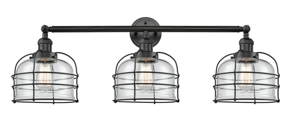 Bell Cage - 3 Light - 34 inch - Matte Black - Bath Vanity Light