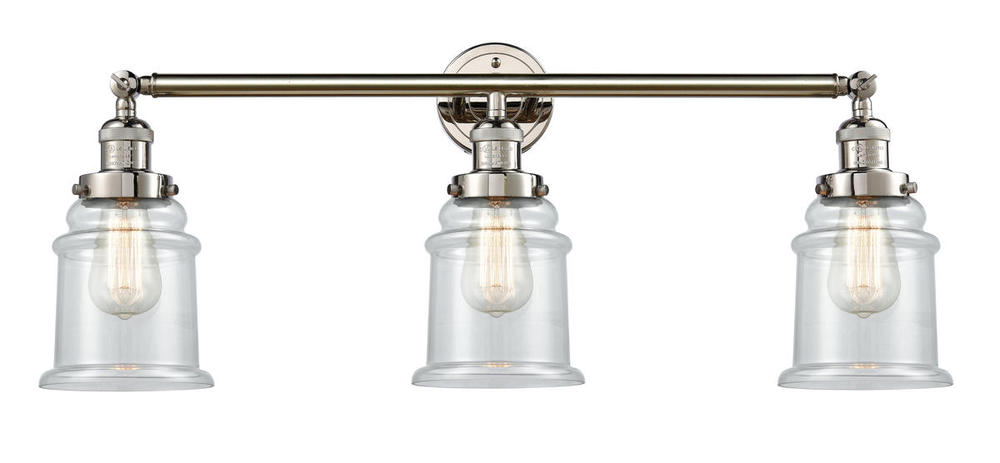 Canton - 3 Light - 30 inch - Polished Nickel - Bath Vanity Light