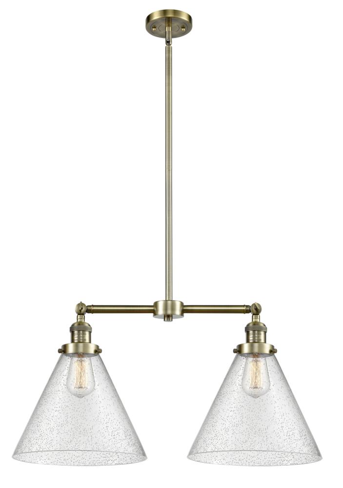 Cone - 2 Light - 21 inch - Antique Brass - Stem Hung - Island Light