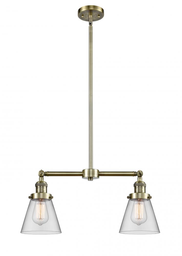 Cone - 2 Light - 21 inch - Antique Brass - Stem Hung - Island Light