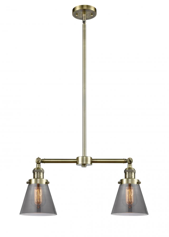 Cone - 2 Light - 21 inch - Antique Brass - Stem Hung - Island Light