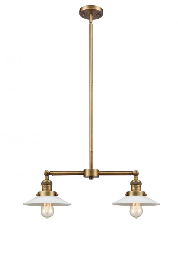 Halophane - 2 Light - 21 inch - Brushed Brass - Stem Hung - Island Light