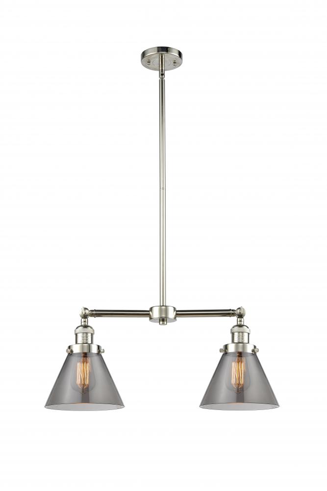 Cone - 2 Light - 21 inch - Polished Nickel - Stem Hung - Island Light