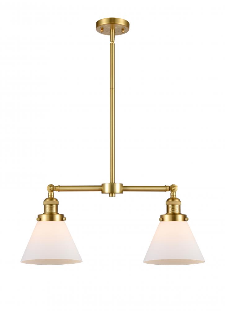 Cone - 2 Light - 21 inch - Satin Gold - Stem Hung - Island Light