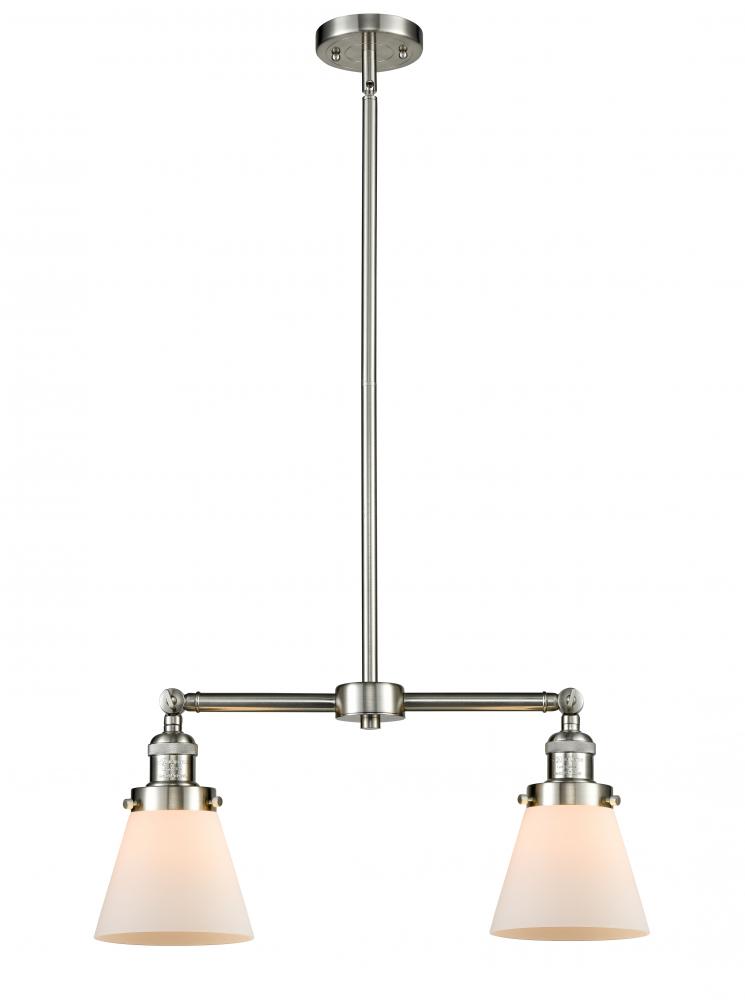 Cone - 2 Light - 21 inch - Brushed Satin Nickel - Stem Hung - Island Light