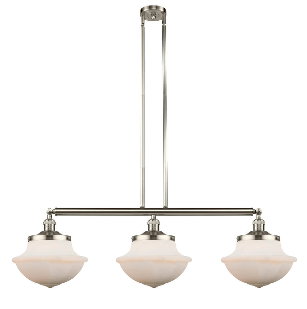 Oxford - 3 Light - 42 inch - Brushed Satin Nickel - Stem Hung - Island Light