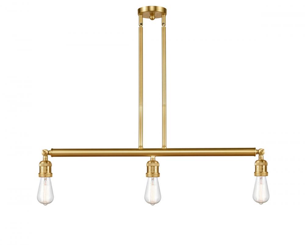 Bare Bulb - 3 Light - 38 inch - Satin Gold - Stem Hung - Island Light