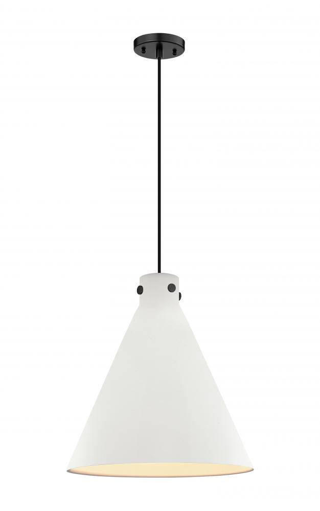 Newton Cone - 1 Light - 18 inch - Matte Black - Cord hung - Pendant