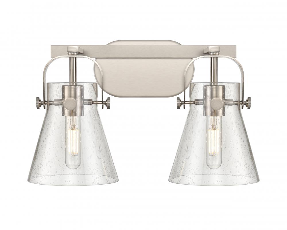 Pilaster II Cone - 2 Light - 17 inch - Satin Nickel - Bath Vanity Light