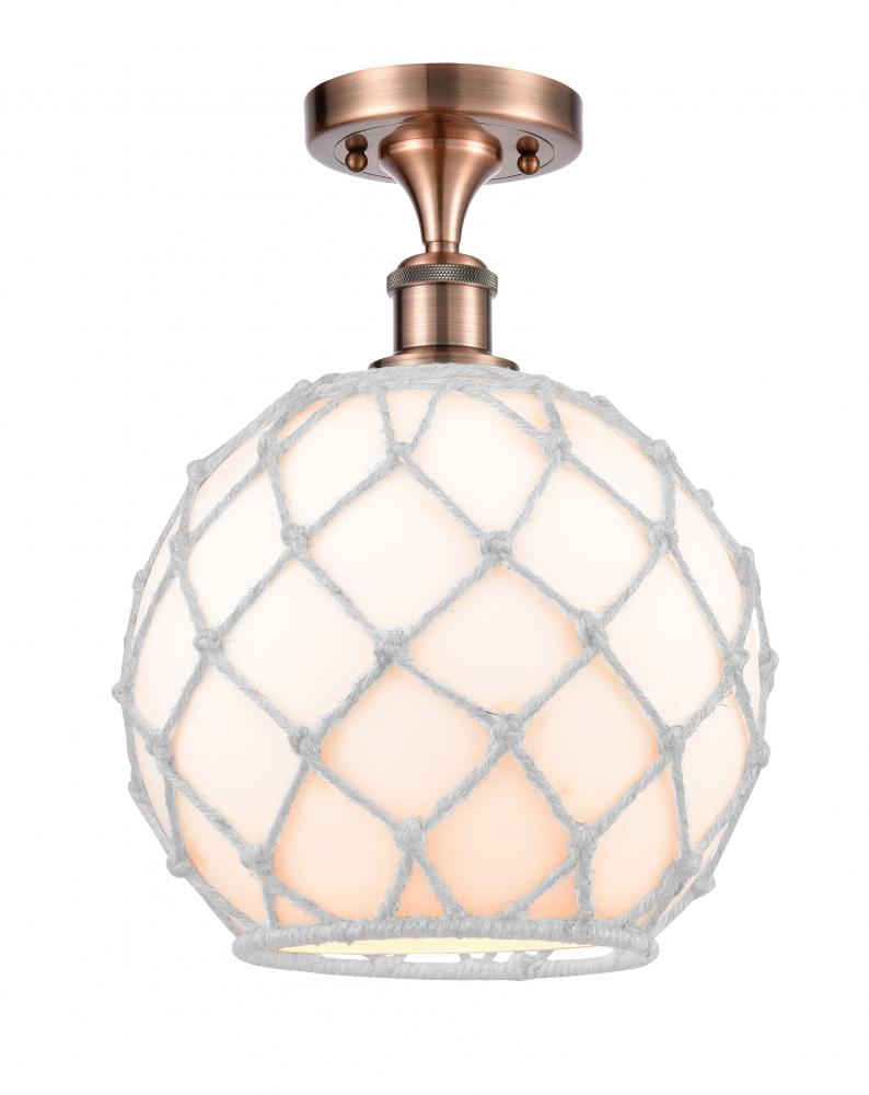 Farmhouse Rope - 1 Light - 10 inch - Antique Copper - Semi-Flush Mount