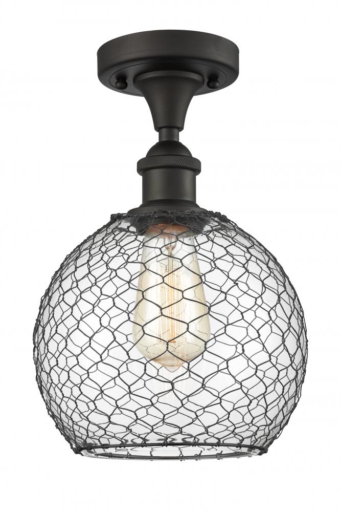 Farmhouse Chicken Wire - 1 Light - 8 inch - Oil Rubbed Bronze - Semi-Flush Mount