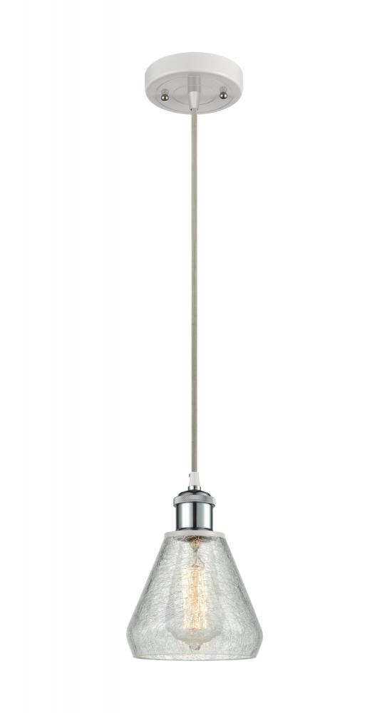 Conesus - 1 Light - 6 inch - White Polished Chrome - Cord hung - Mini Pendant