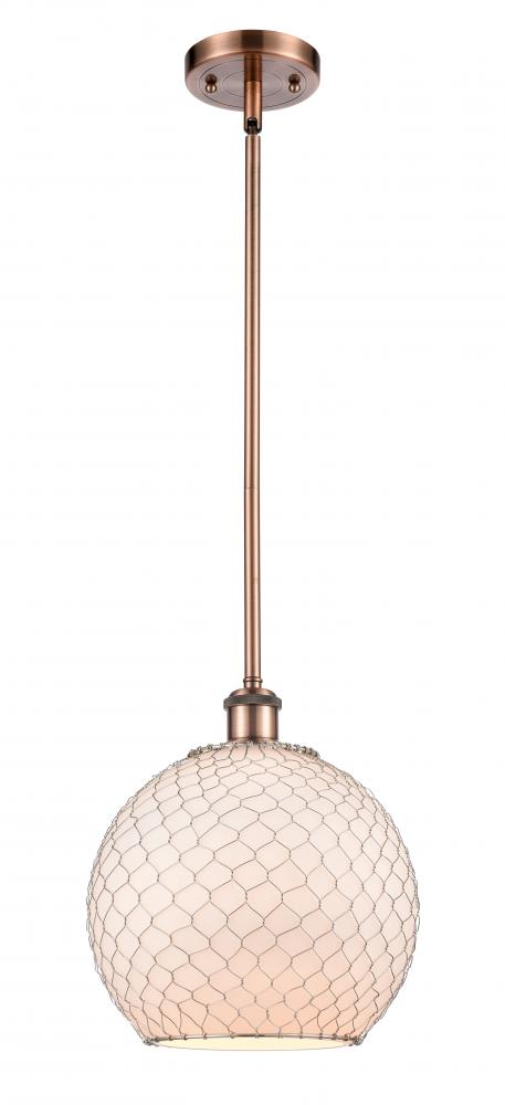 Farmhouse Chicken Wire - 1 Light - 10 inch - Antique Copper - Mini Pendant