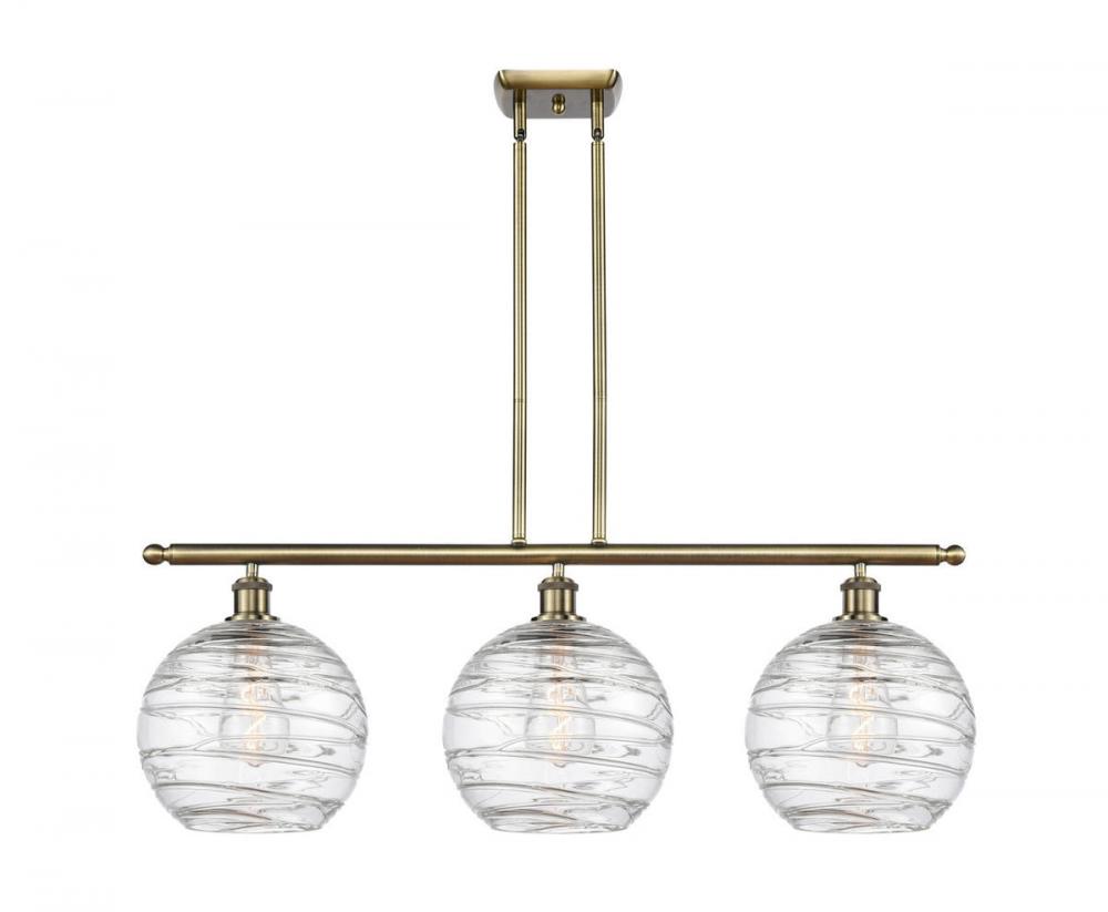 Athens Deco Swirl - 3 Light - 37 inch - Antique Brass - Cord hung - Island Light