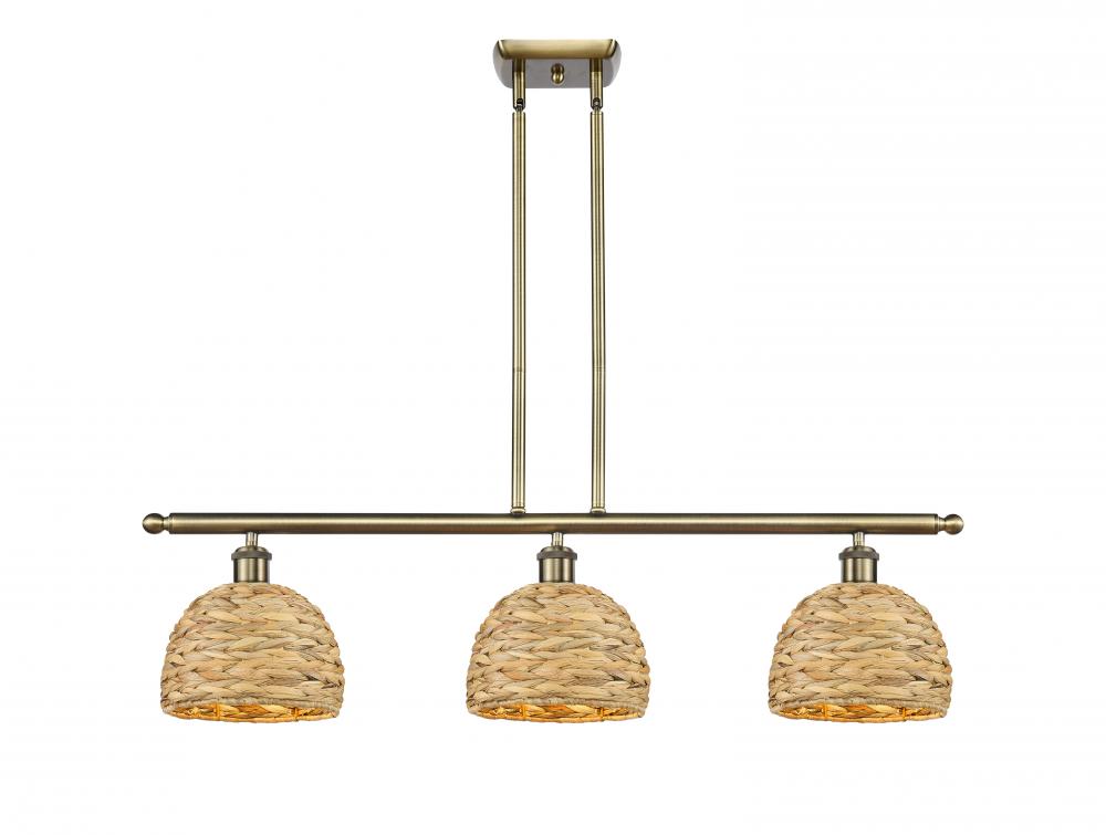 Woven Rattan - 3 Light - 36 inch - Antique Brass - Multi Pendant