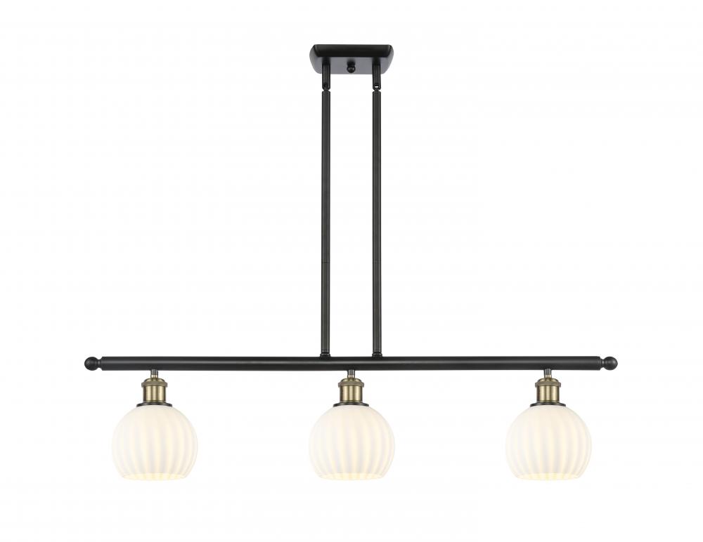 White Venetian - 3 Light - 36 inch - Black Antique Brass - Stem Hung - Island Light