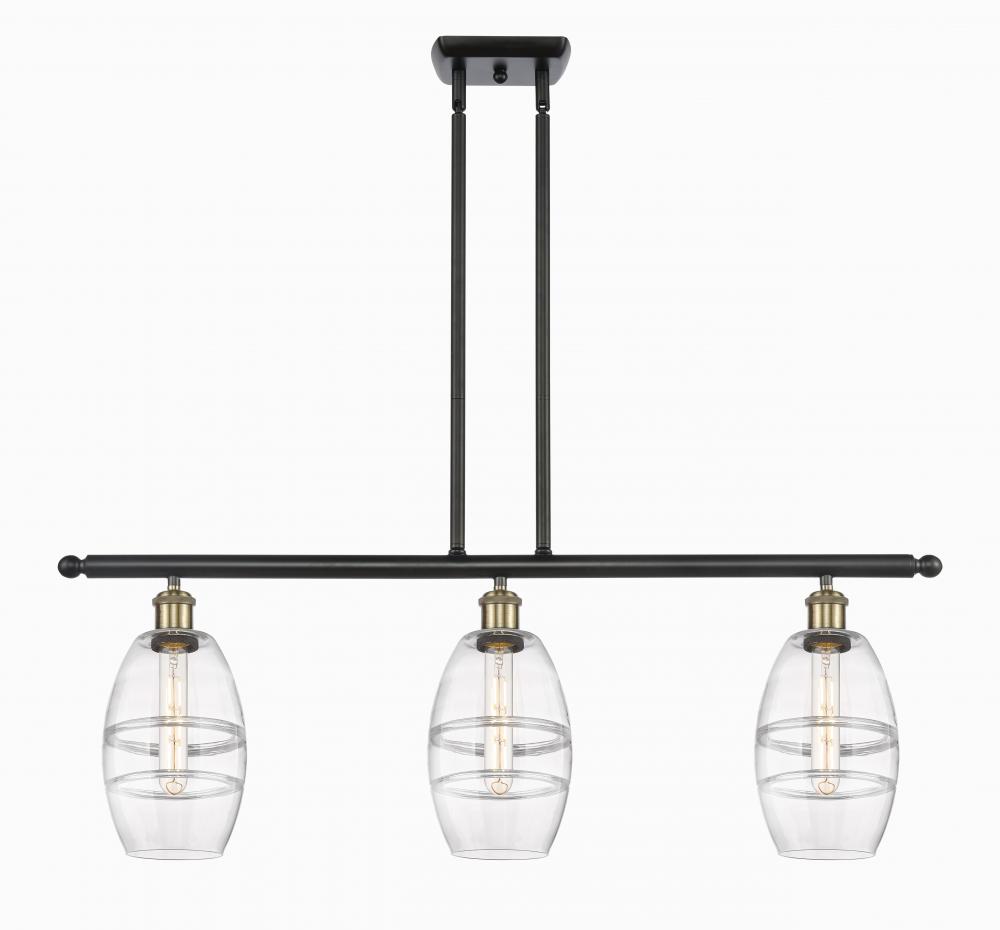 Vaz - 3 Light - 36 inch - Black Antique Brass - Cord hung - Island Light