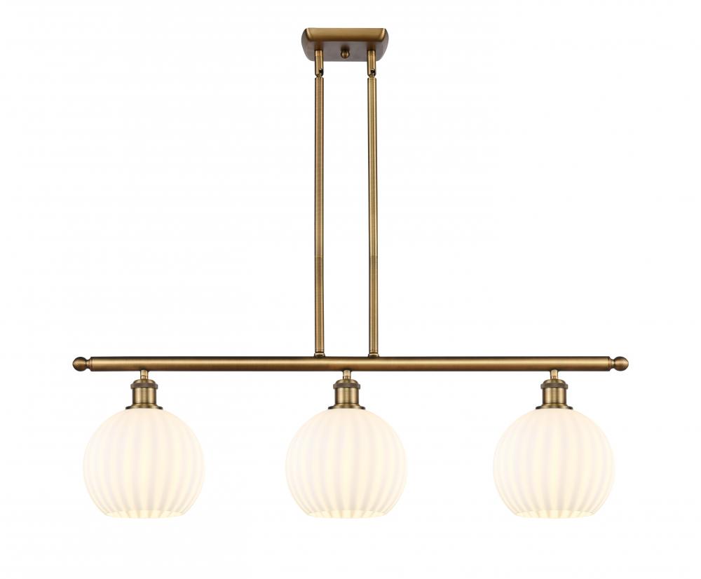 White Venetian - 3 Light - 36 inch - Brushed Brass - Stem Hung - Island Light