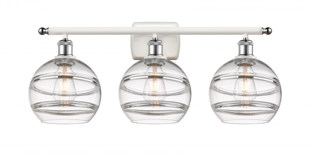 Rochester - 3 Light - 28 inch - White Polished Chrome - Bath Vanity Light