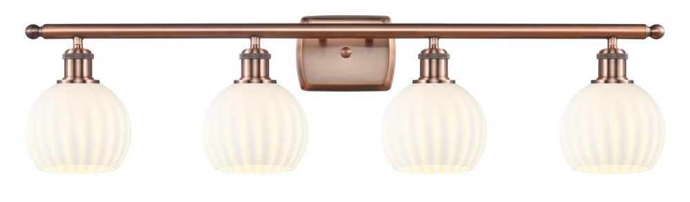 White Venetian - 4 Light - 36 inch - Antique Copper - Bath Vanity Light