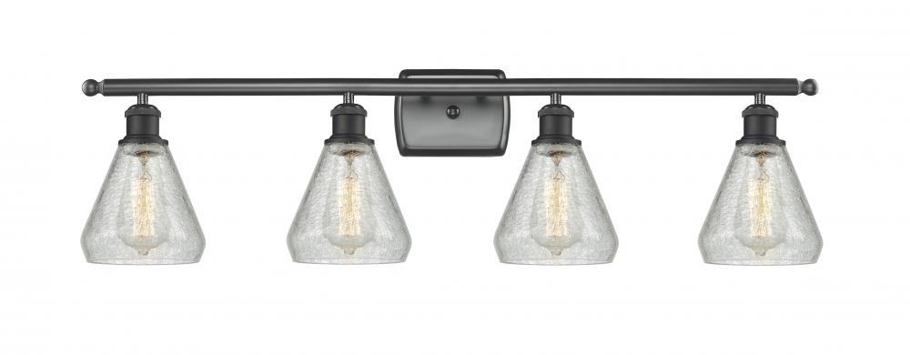 Conesus - 4 Light - 36 inch - Matte Black - Bath Vanity Light