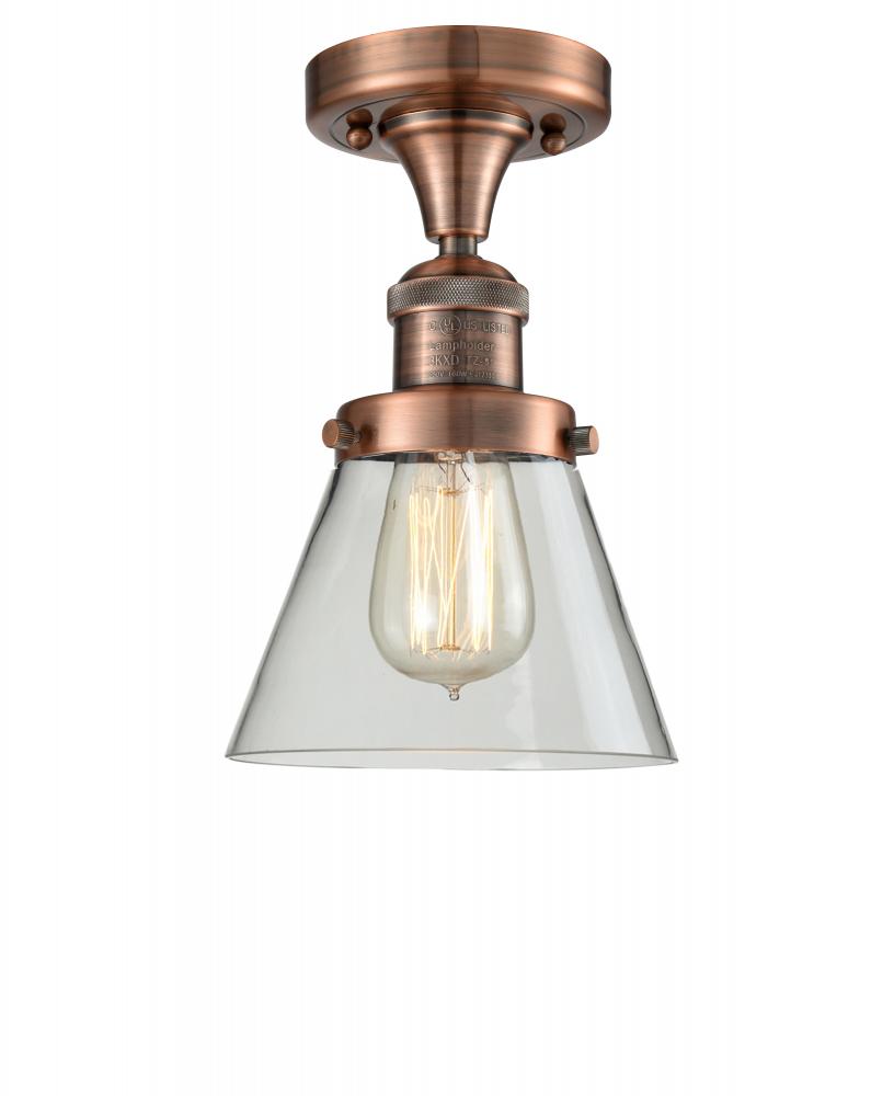 Cone - 1 Light - 7 inch - Antique Copper - Semi-Flush Mount