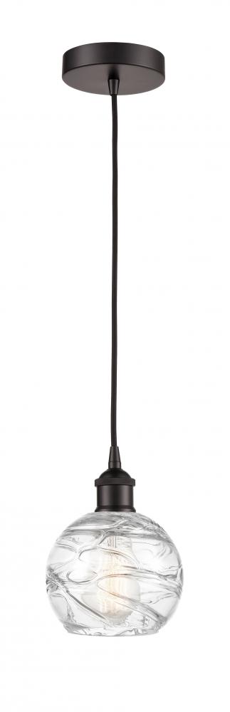 Athens Deco Swirl - 1 Light - 6 inch - Oil Rubbed Bronze - Cord hung - Mini Pendant