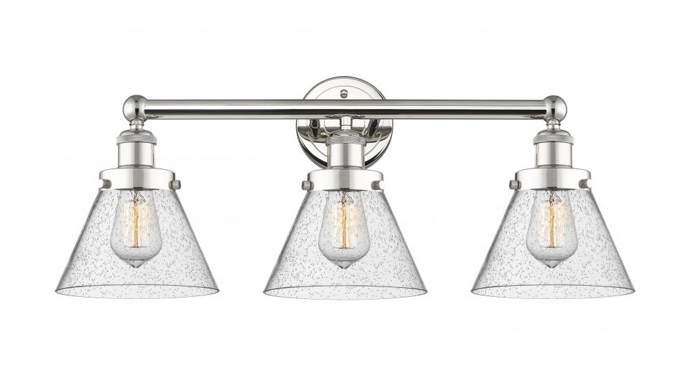 Cone - 3 Light - 26 inch - Polished Nickel - Bath Vanity Light