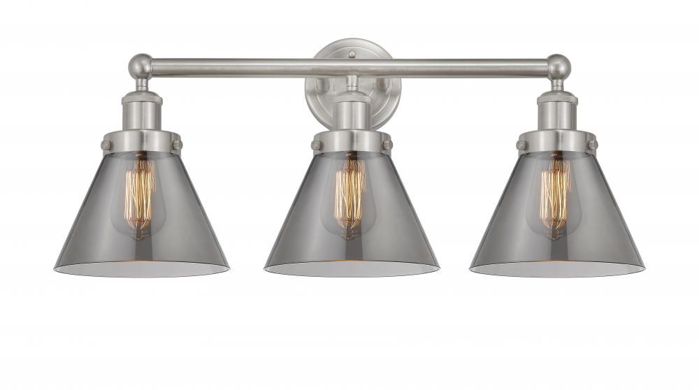 Cone - 3 Light - 26 inch - Brushed Satin Nickel - Bath Vanity Light