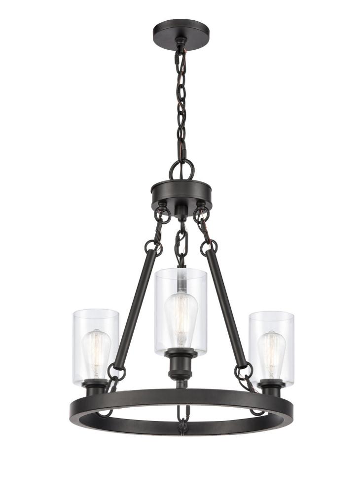 Clymer - 3 Light - 20 inch - Matte Black - Chain Hung - Mini Chandelier