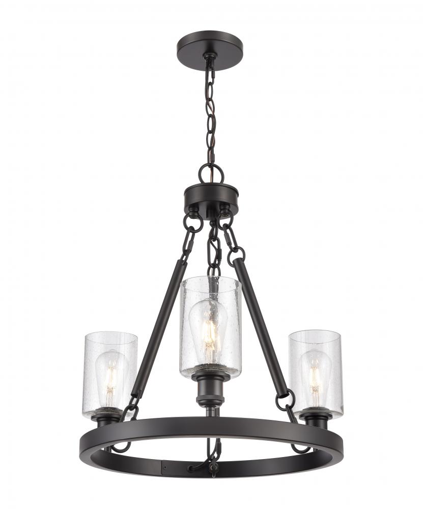 Clymer - 3 Light - 20 inch - Matte Black - Chain Hung - Mini Chandelier