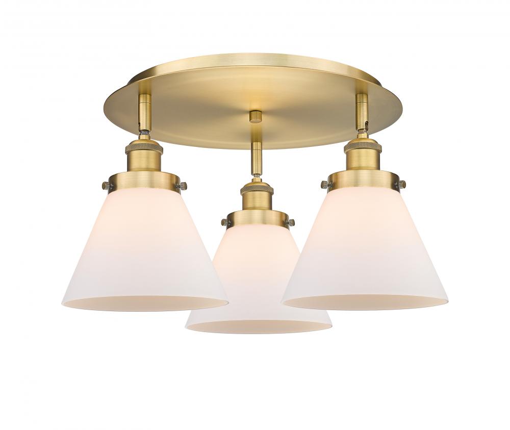 Cone - 3 Light - 20 inch - Brushed Brass - Flush Mount