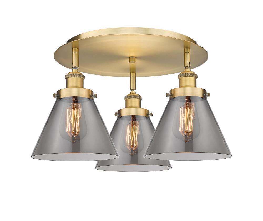 Cone - 3 Light - 20 inch - Brushed Brass - Flush Mount